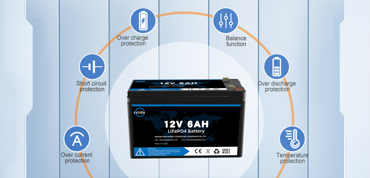6AH 12V LiFePO4 series connection capable battery