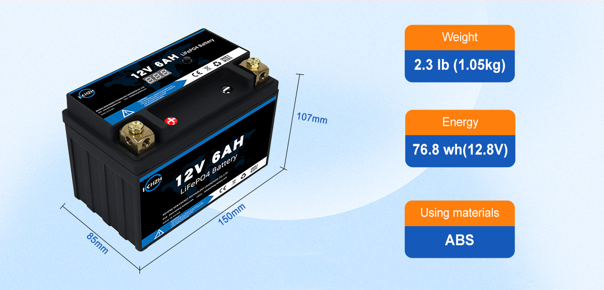 12VHigh Rate6AH 12V Batterie LiFePO4 à haut débit 4