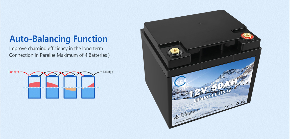Fonction d'équilibrage automatique de la batterie chauffée à cycle profond 12V