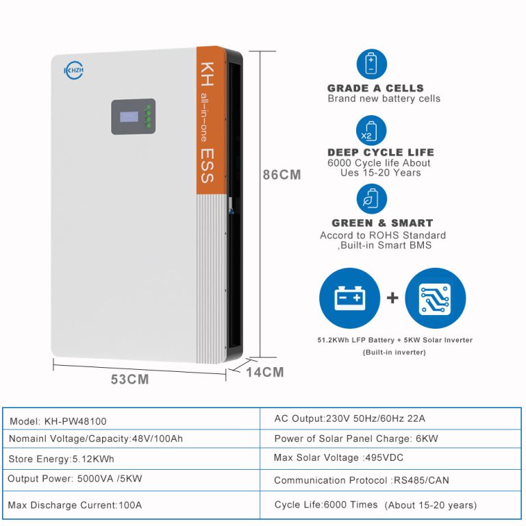 5Kw 5Kwh LiFePO4 Lithium Battery All in one Inverter Powerwall Battery ...