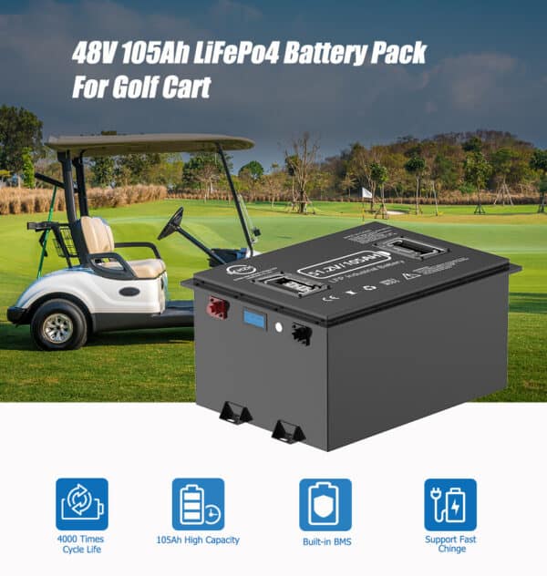 48v LiFePO4 Lithium Golf Cart Battery 5.37kwh With 500a Peak Current For Club Car Yamaha